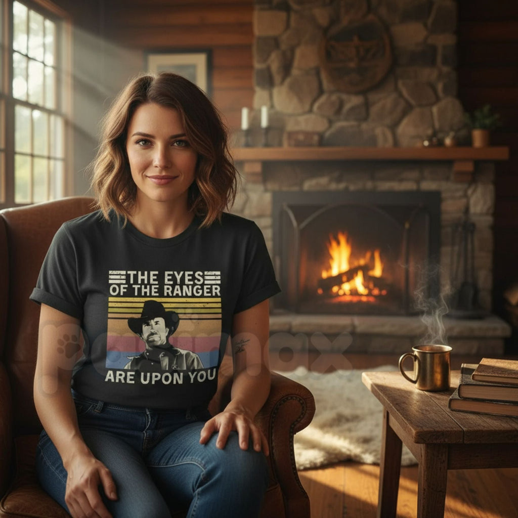 "The Eyes Of The Ranger" T-Shirt – Walker Texas Ranger Graphic Tee, Premium 100% Cotton Lone Star Justice Top, Soft Lived-In Heavyweight Chuck Norris Fan Shirt, Made in USA