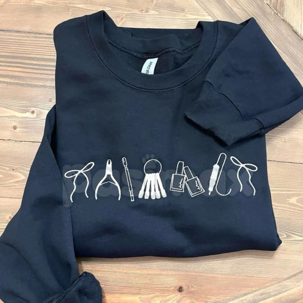 Nail Artist Icon Embroidered Sweatshirt – Chic Salon & Manicurist Wardrobe Essential