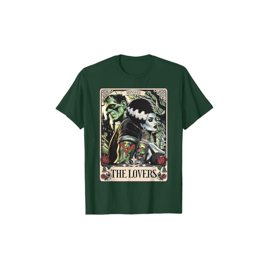 Frankenstein & Bride The Lovers Tarot T-Shirt - Gothic Horror Tee, Occult Fan Apparel