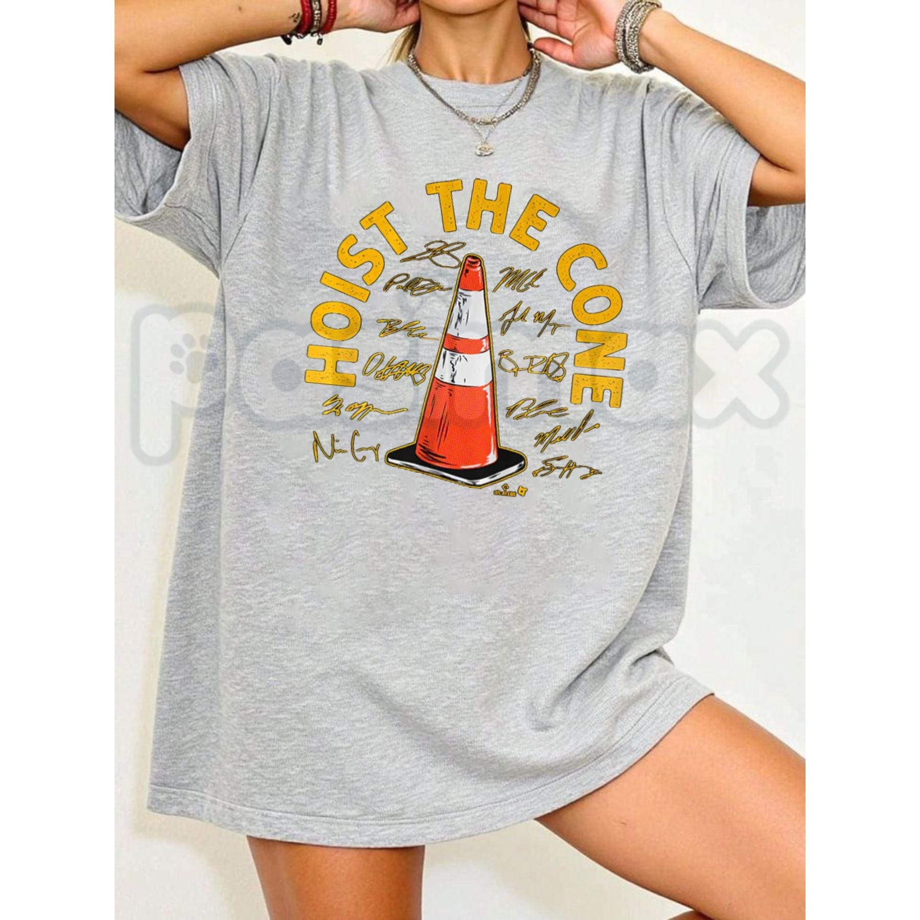 Pittsburgh Baseball "Hoist The Cone" Signatures T-Shirt – Fan-Favorite Black and Gold Graphic Tee, Premium 100% Cotton Steel City Baseball Top, Soft Lived-In Heavyweight North Shore Legend Shirt, Made in USA