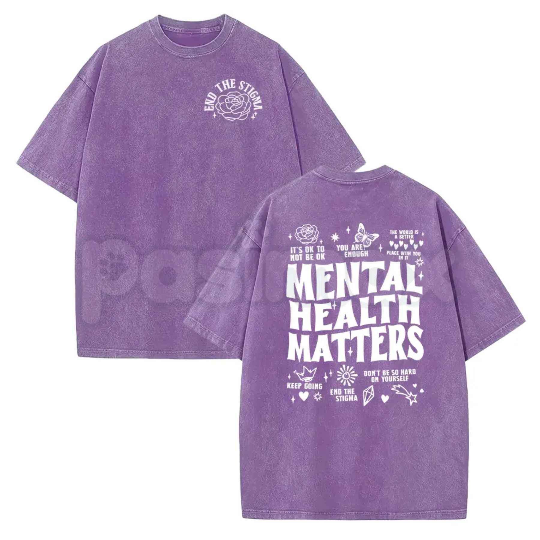 Mental Health Matters T-Shirt – Inspirational Kindness Graphic Tee, Vintage Washed Lightweight Cotton Wellness Unisex Streetwear Top
