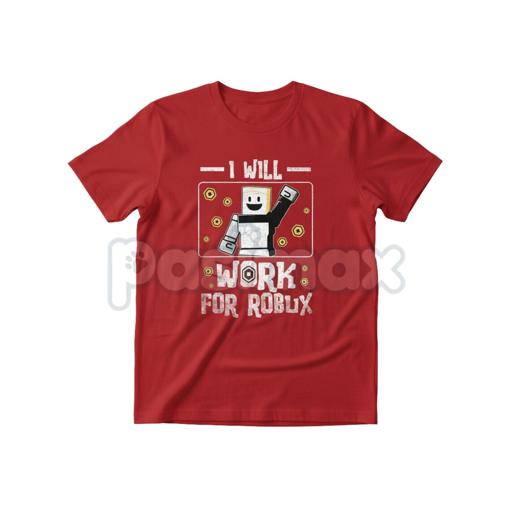 Kids 'I Will Work For Robux' T-Shirt – Funny Gamer Youth Tee, Roblox Currency Statement Shirt