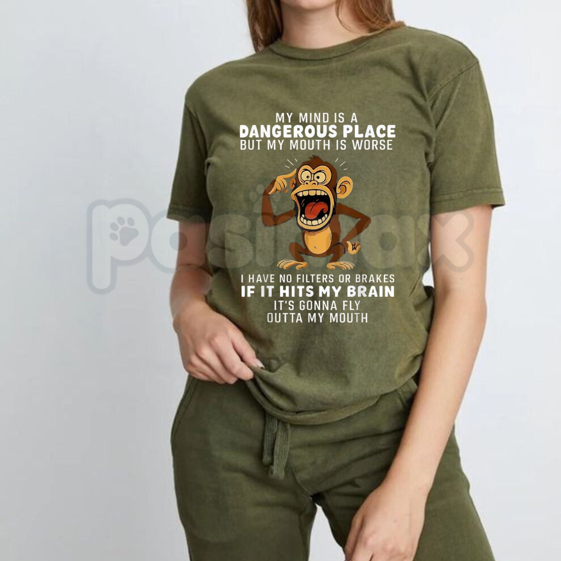 "My Mind Is a Dangerous Place" Slogan T-Shirt – Deep Thinker Edgy Graphic Tee, Premium 100% Cotton Philosophical Quote Top, Soft Lived-In Heavyweight Introvert Statement Shirt, Made in USA