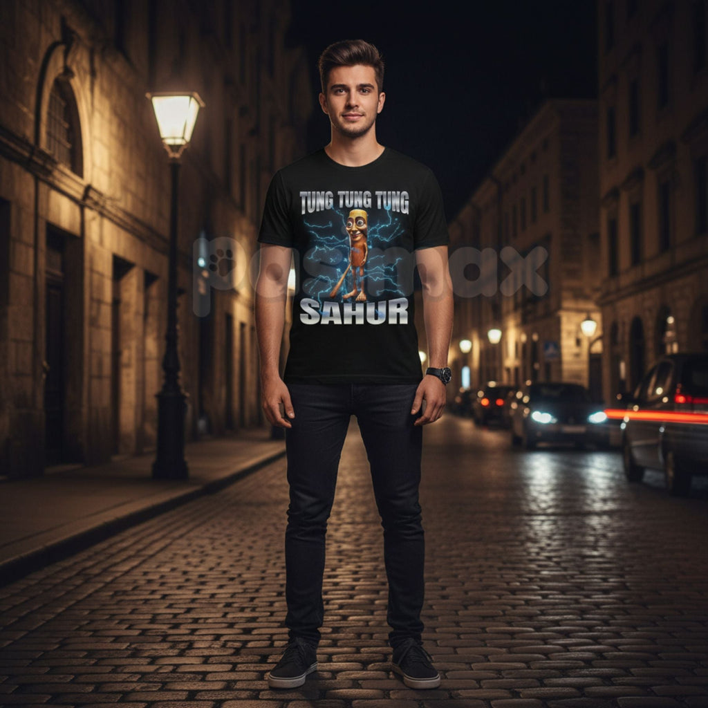 "Tung Tung Tung Sahur" Traditional Design T-Shirt – Festive Ramadan Beat Graphic Tee, Premium 100% Cotton Cultural Heritage Top, Soft Lived-In Heavyweight Comfort Shirt, Made in USA