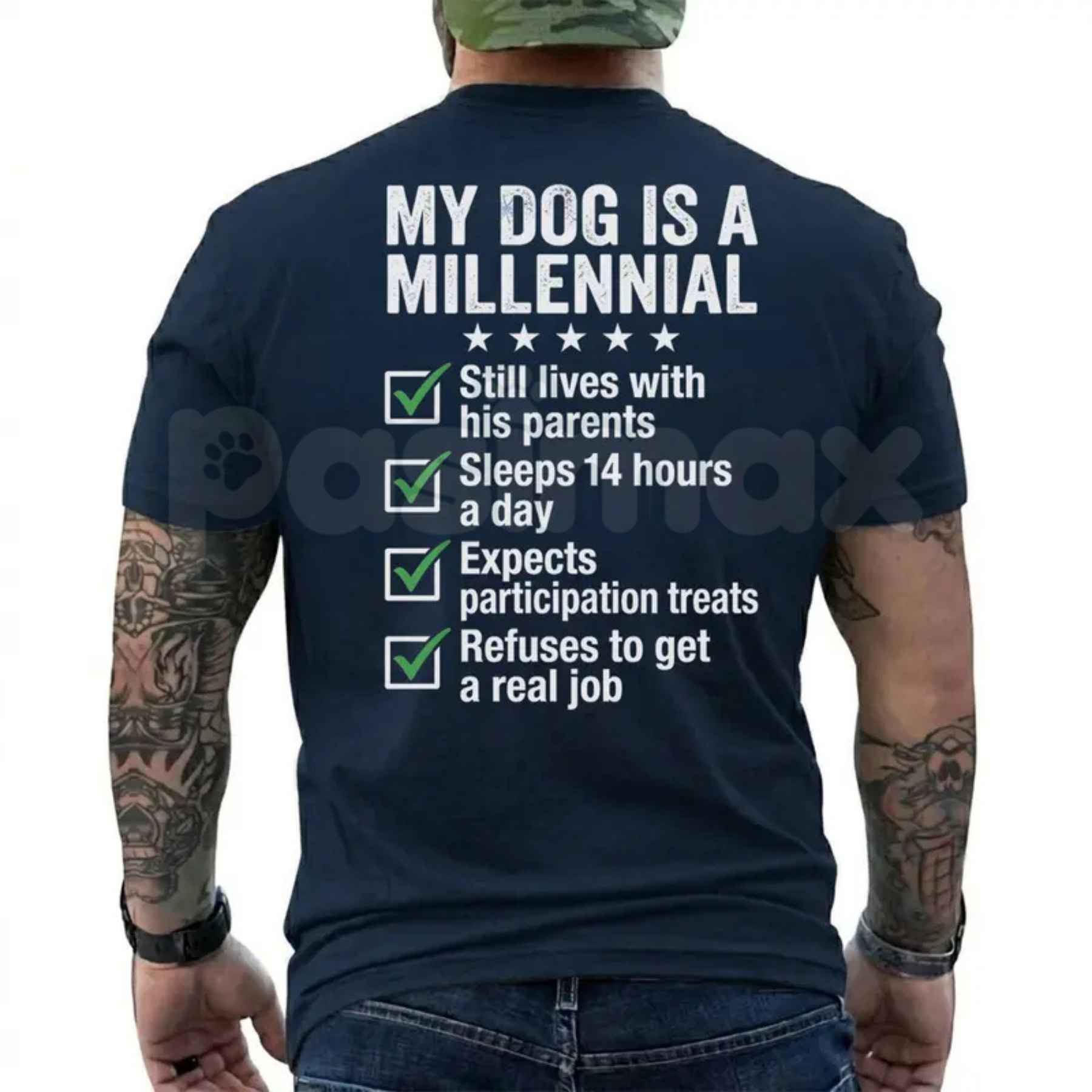 My Dog Is A Millennial Graphic Tee – Hilarious Pet Owner Shirt, Witty Anxious Pup Dog Lover Gift Unisex T-Shirt