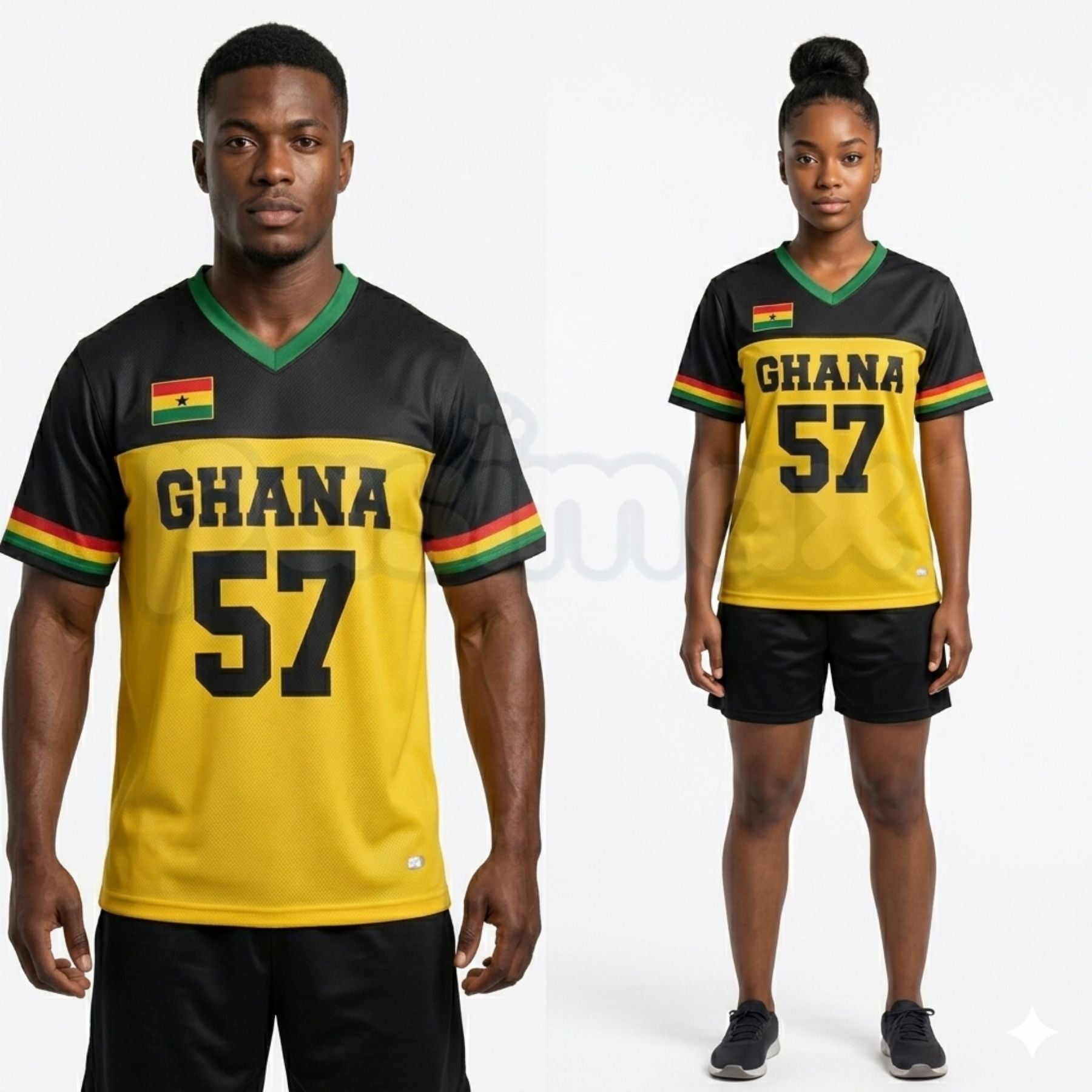 Ghana 57 Number Colorblock Mesh Eye Tee – American Retro Casual Style Sportswear for Men & Women
