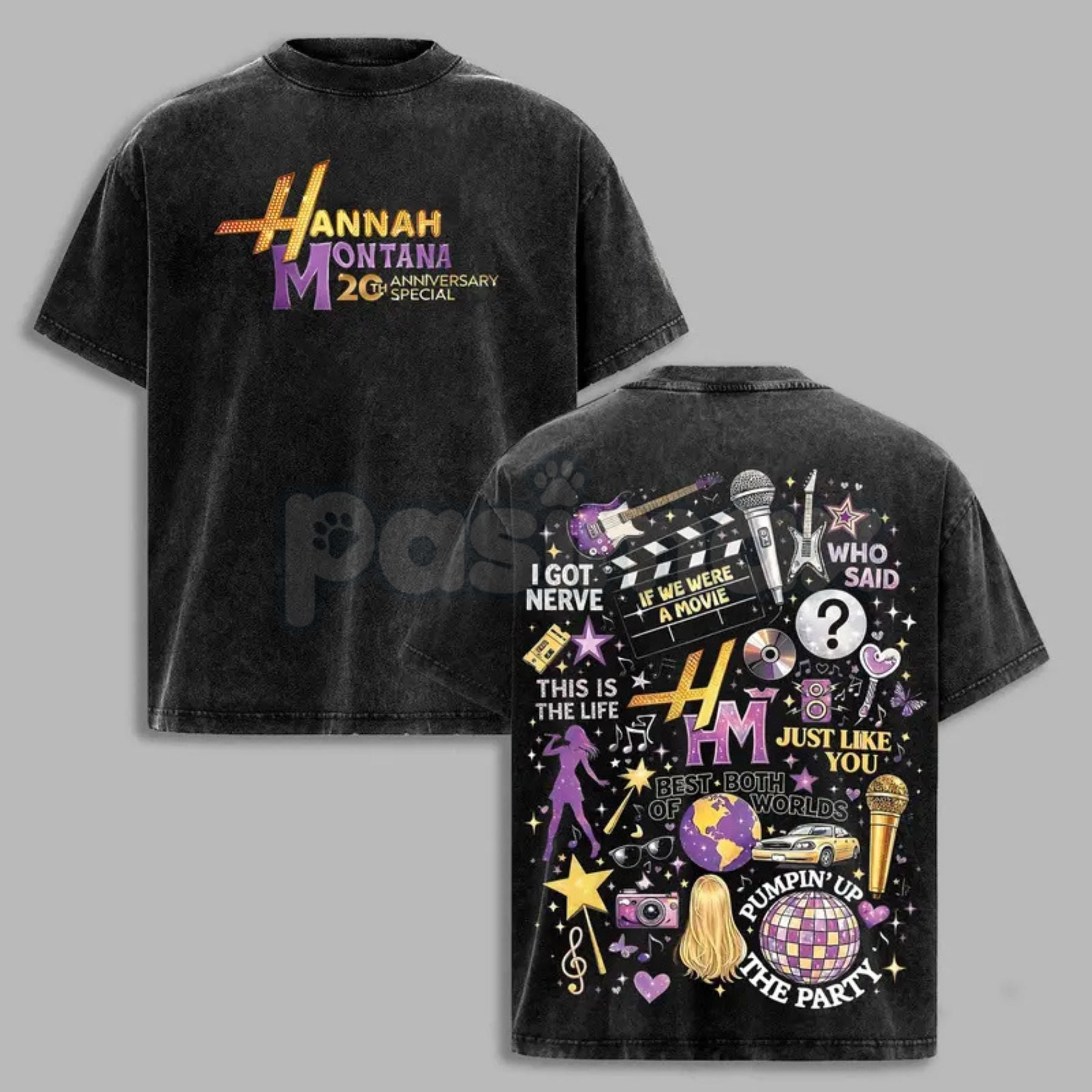 Hannah Montana 20th Anniversary Vintage Washed T-Shirt – Retro Y2K Pop Star Graphic Tee, Lightweight Cotton Disney Nostalgia Top