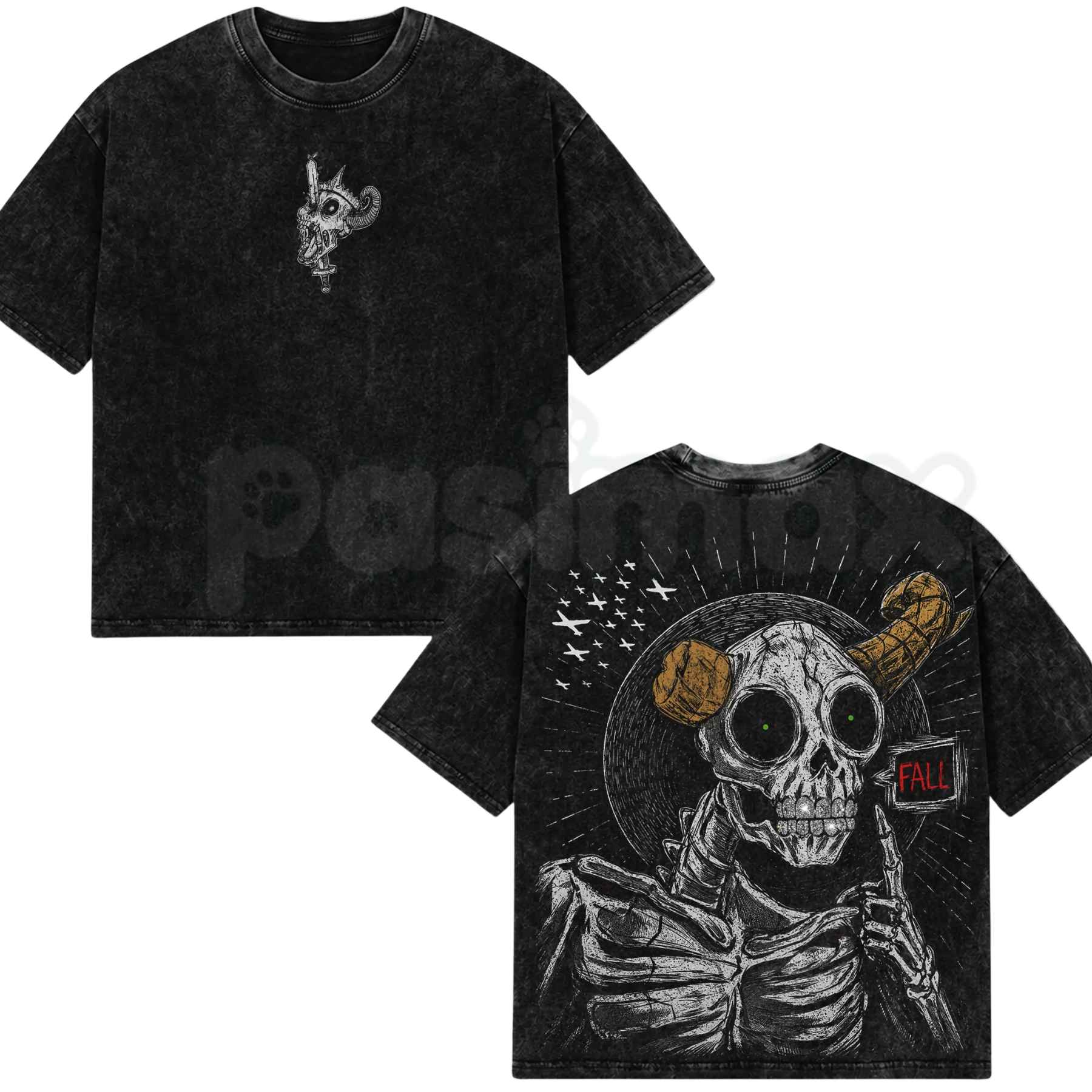 The Lich Adventure Time Oversized T-Shirt – Retro Double Printed Dark Fantasy Graphic Tee, Vintage Washed Lightweight Cotton Unisex Top
