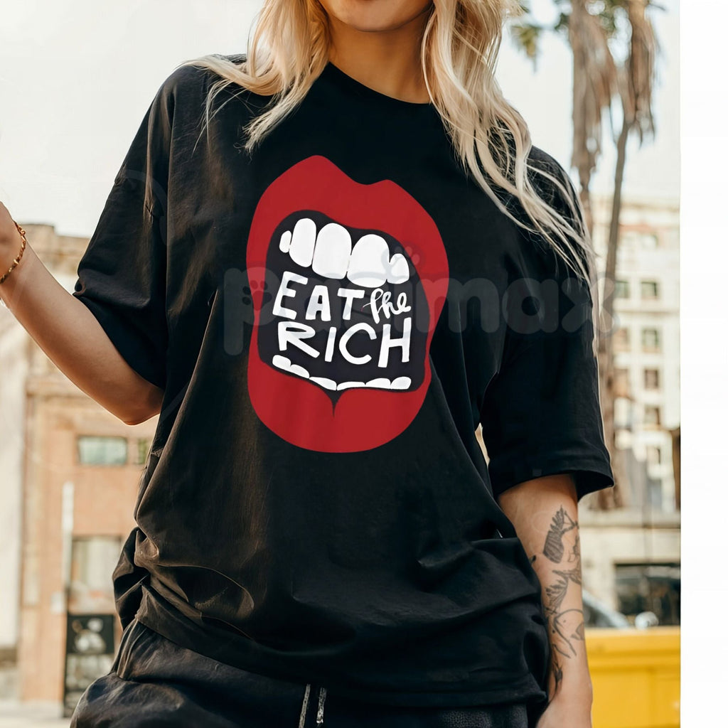 "Eat The Rich" Graphic T-Shirt - Anti-Capitalist Protest Tee, Funny Subversive Streetwear Shirt, Sarcastic Political Statement Apparel