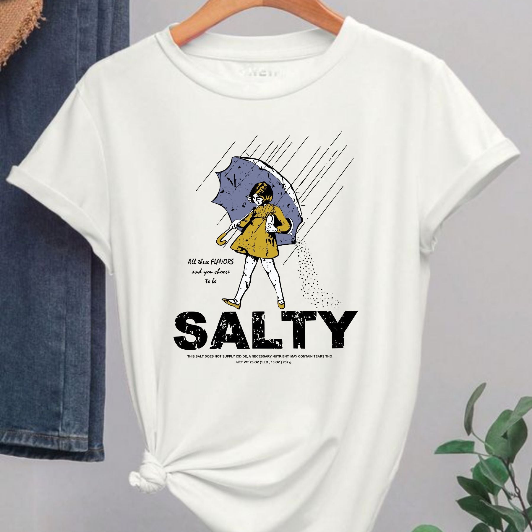 Women's Retro Salty Girl Shirt - Casual Summer Gift Tee, Vintage Beach Apparel