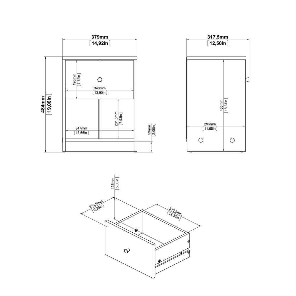 Portland 1 Drawer Nightstand, Jackson Hickory