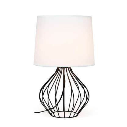 Geometrically Wired Table Lamp, White on Black