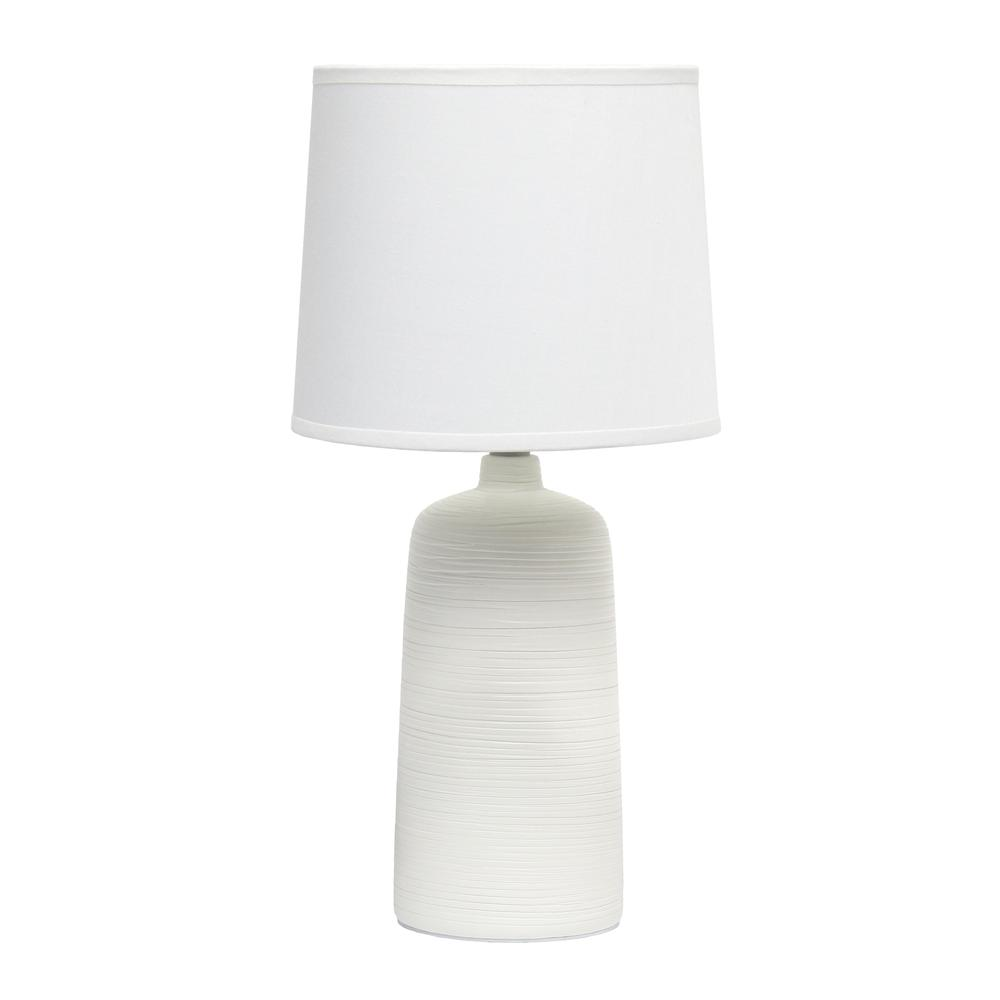 Textured Linear Ceramic Table Lamp, Off White