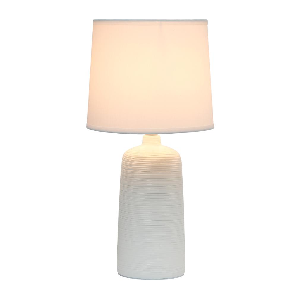 Textured Linear Ceramic Table Lamp, Off White