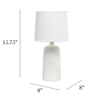 Textured Linear Ceramic Table Lamp, Off White