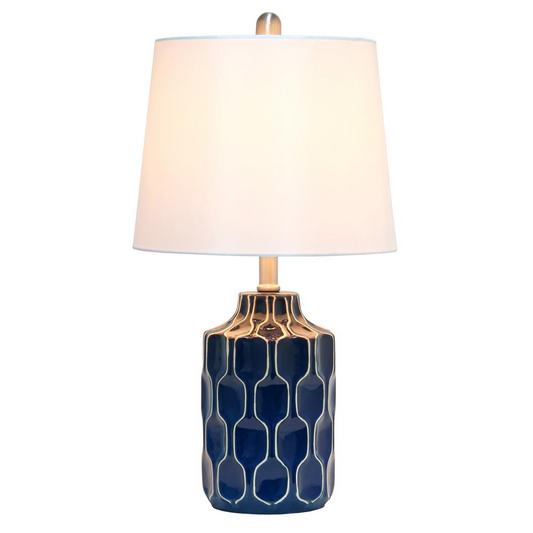 Blue and White Patterned Table Lamp