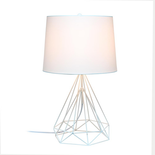 Wired Metal Table Lamp, White Matte