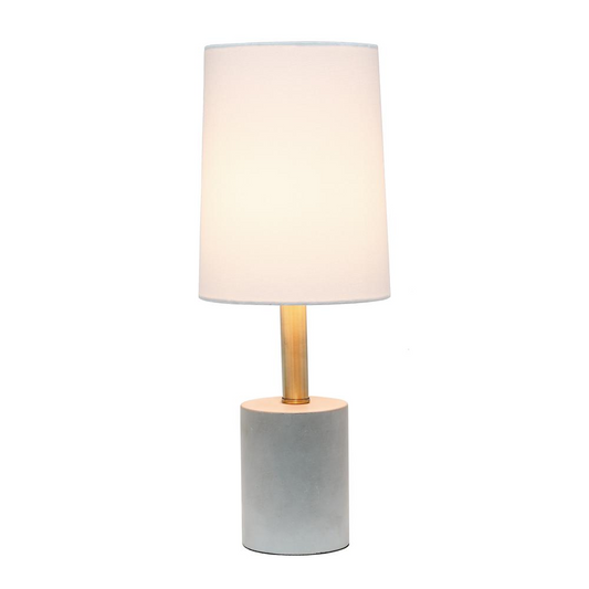 Cement Table Lamp with Antique Brass Detail, White