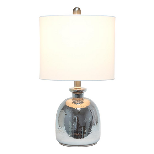 Silvery Glass Table Lamp with White Shade