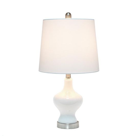 Glass Gourd Shaped Table Lamp, White