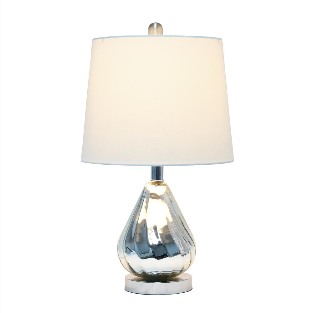 Chrome Ripple Table Lamp with White Shade