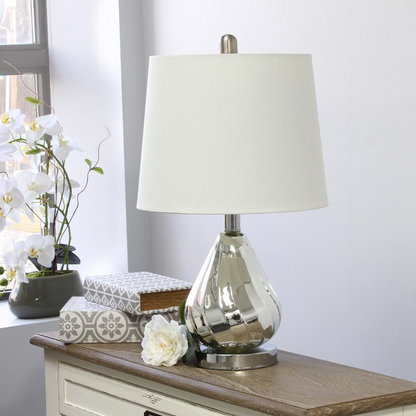 Chrome Ripple Table Lamp with White Shade