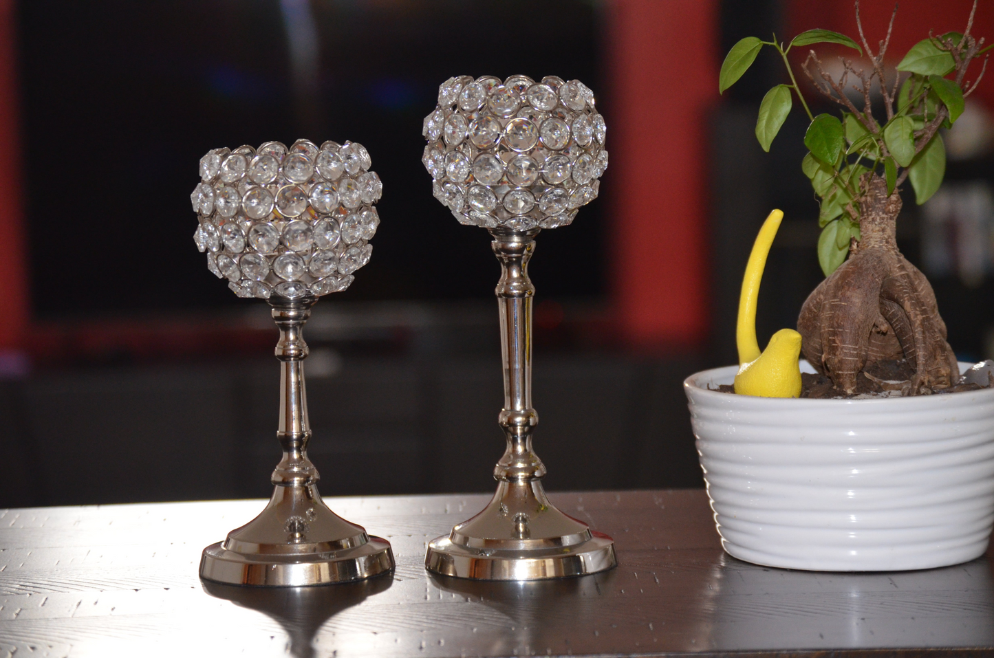 Vibhsa Hurricane  Set of 2 Crystal Candle Holder