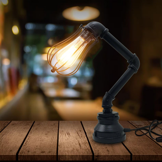 Retro Industrial Water Pipe Lighting Wall Plug-In Table Lamp Steampunk Metal Indoor Stand~1306