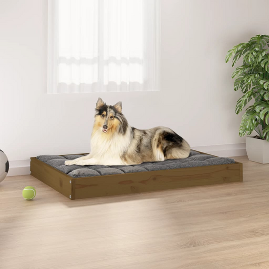 vidaXL Dog Bed Honey Brown 36"x25.2"x3.5" Solid Wood Pine