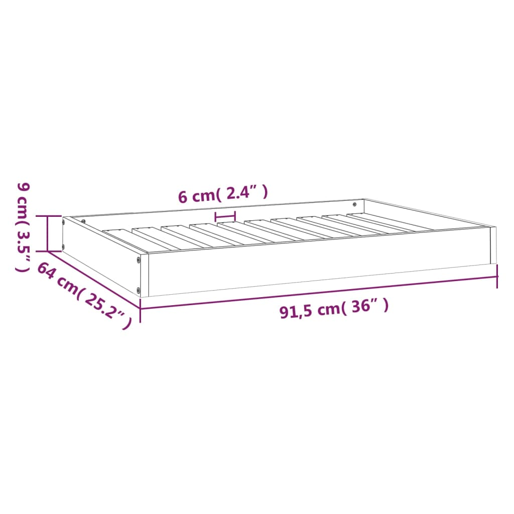 vidaXL Dog Bed Honey Brown 36"x25.2"x3.5" Solid Wood Pine