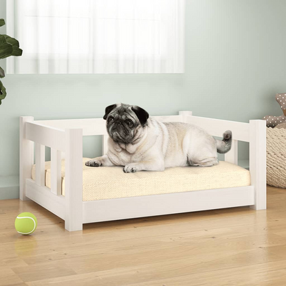 vidaXL Dog Bed White 25.8"x19.9"x11" Solid Wood Pine