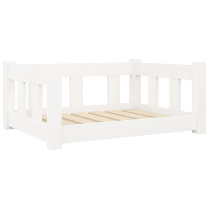 vidaXL Dog Bed White 25.8"x19.9"x11" Solid Wood Pine