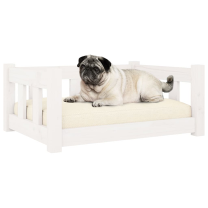 vidaXL Dog Bed White 25.8"x19.9"x11" Solid Wood Pine