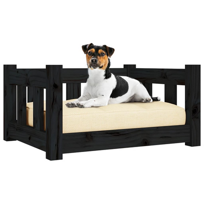 vidaXL Dog Bed Black 21.9"x17.9"x11" Solid Wood Pine