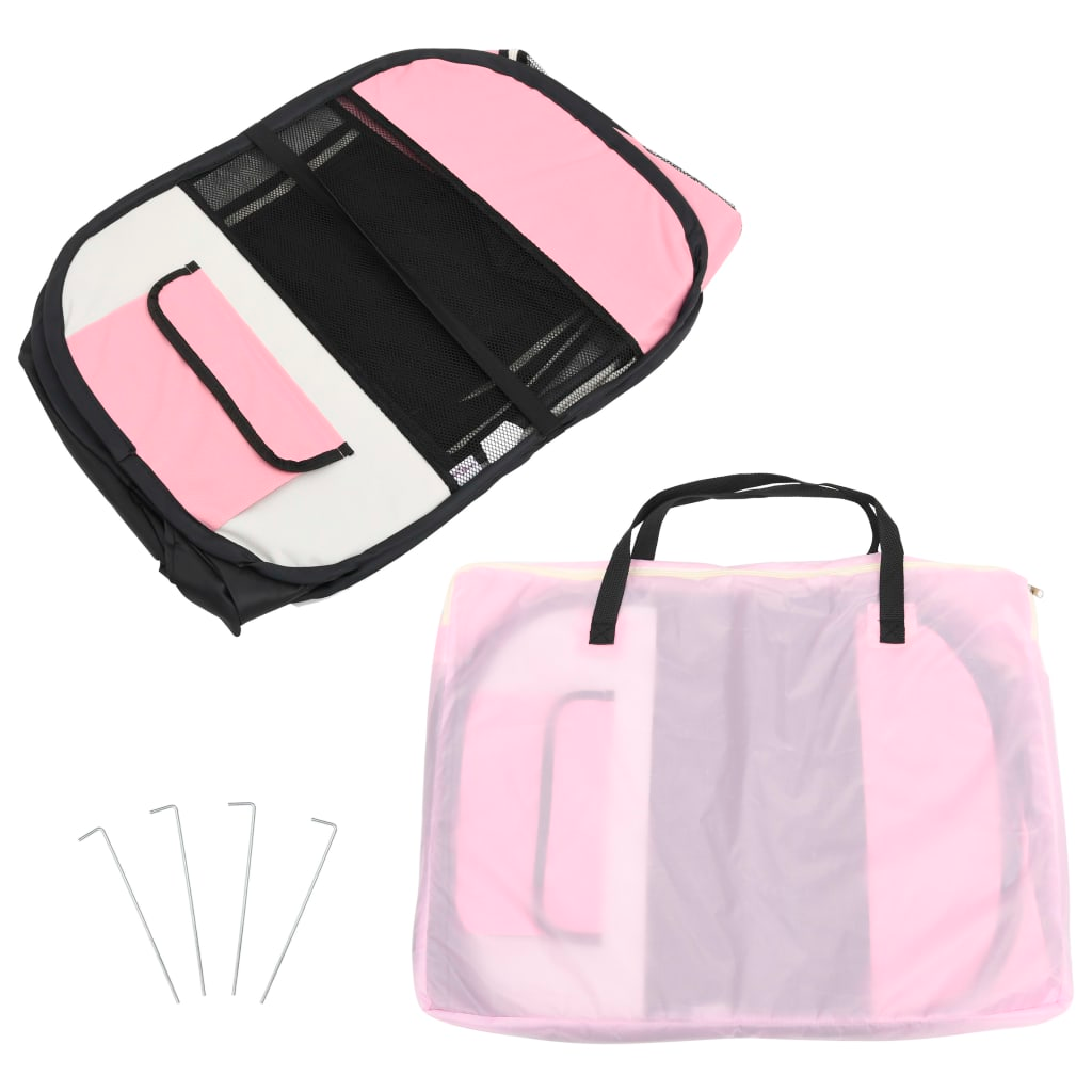 vidaXL Foldable Dog Playpen with Carrying Bag Pink 49.2"x49.2"x24"