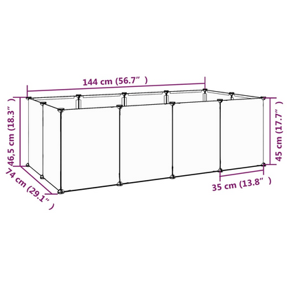 vidaXL Small Animal Cage Transparent 56.7"x29.1"x18.3" PP and Steel