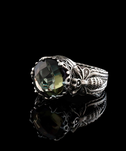 Bee Detailed Alexandrite Gemstone Filigree Art Women Silver Cocktail Ring