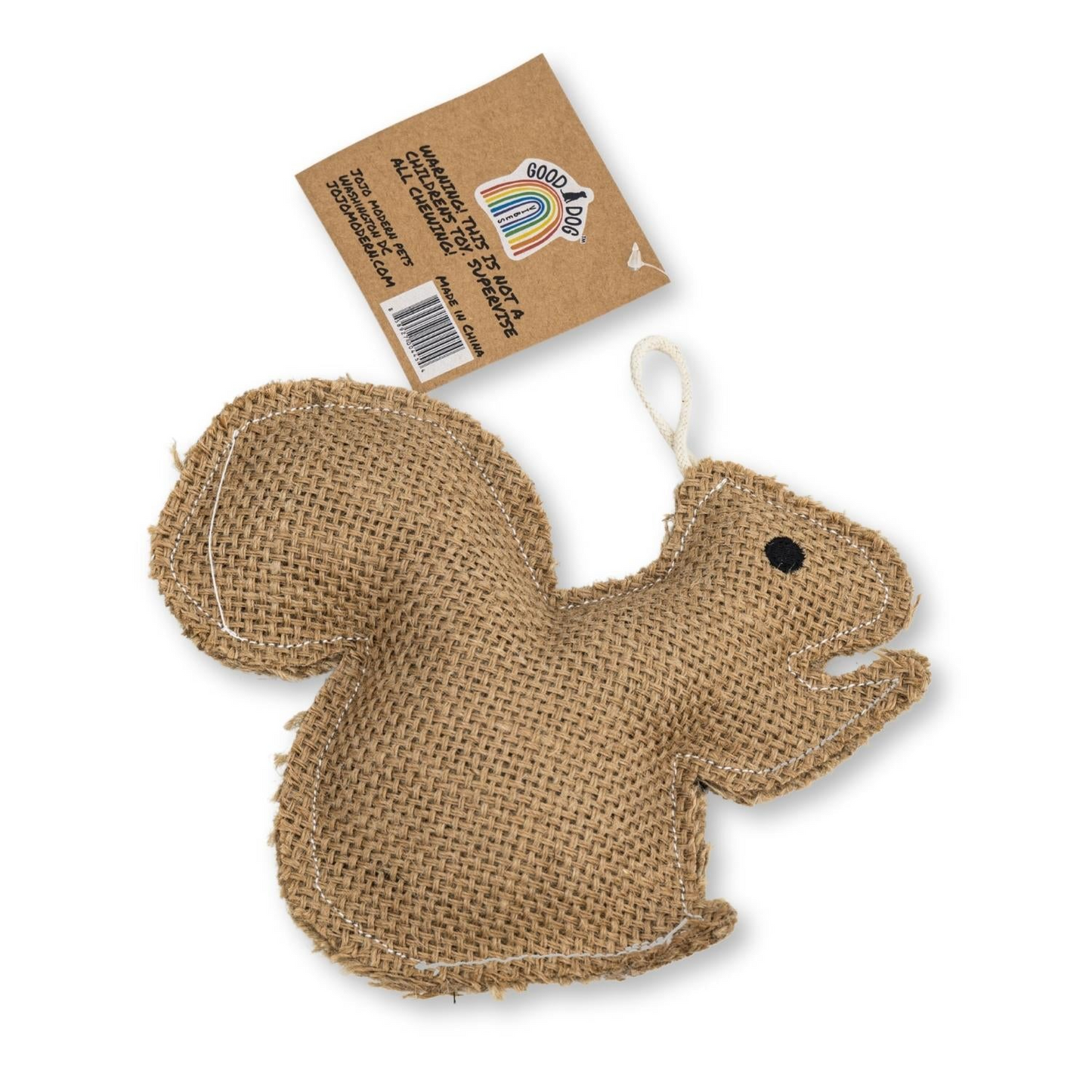 Rustic Jute Squirrel: Sustainable Eco Dog Chew Toy