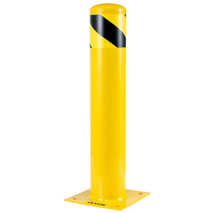 VEVOR Safety Bollard 24"x4.5" Safety Barrier Bollard 4-1/2" OD 24" Height Yellow Powder Coat Pipe Steel Safety Barrier with 4 Free Anchor Bolts for Traffic-Sensitive Area