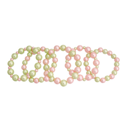 AKA Pink Green Pearl 5 Pc Bracelets