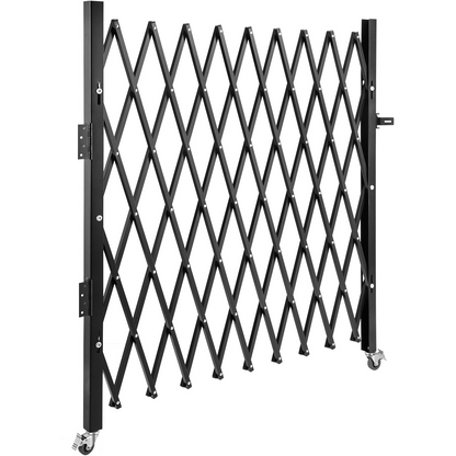 VEVOR Single Folding Security Gate, 50" H x 75" W Folding Door Gate, Steel Accordion Security Gate, Flexible Expanding Security Gate, 360° Rolling Barricade Gate, Scissor Gate or Door with Padlock