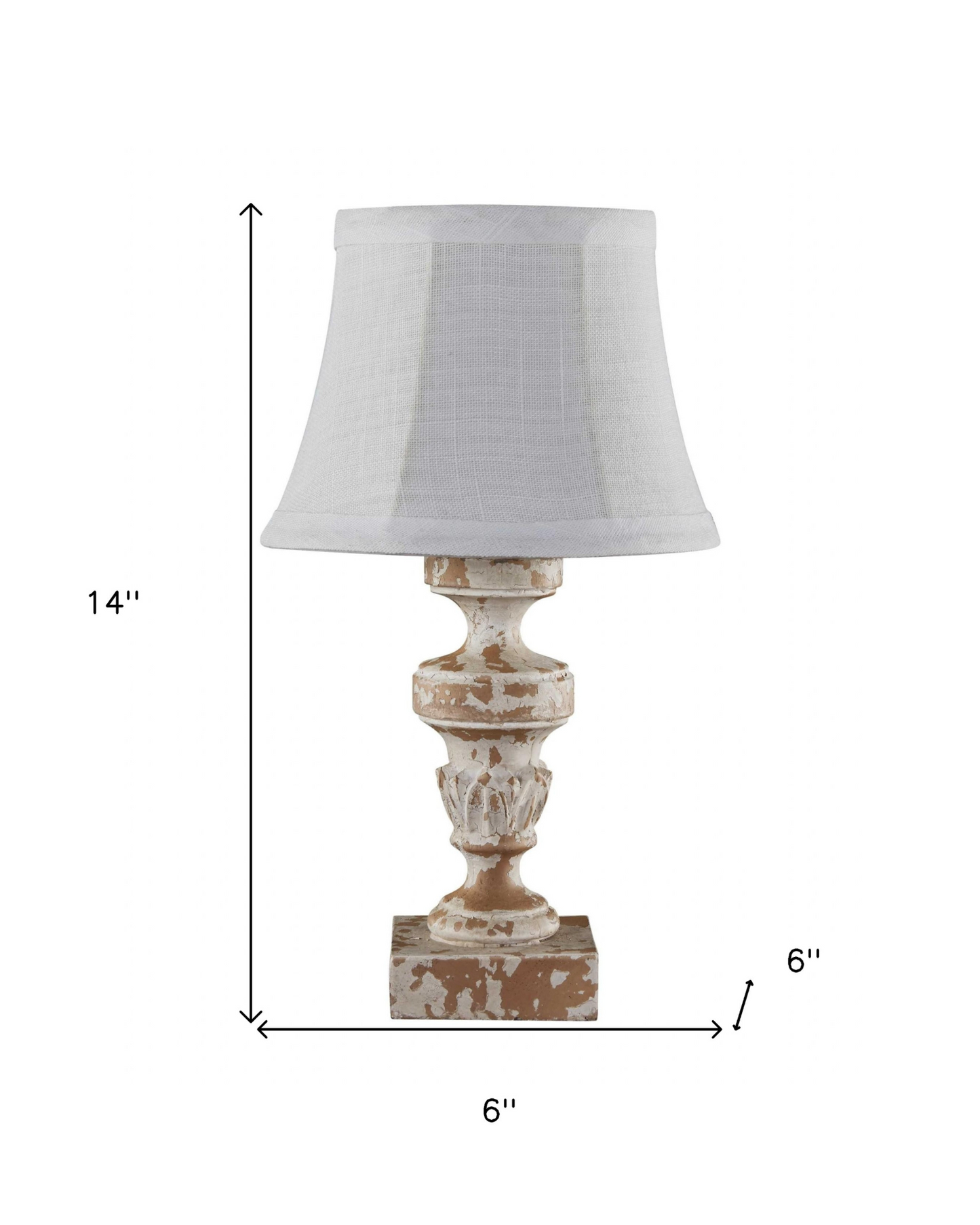 "14"" White Table Lamp With White Bell Shade"