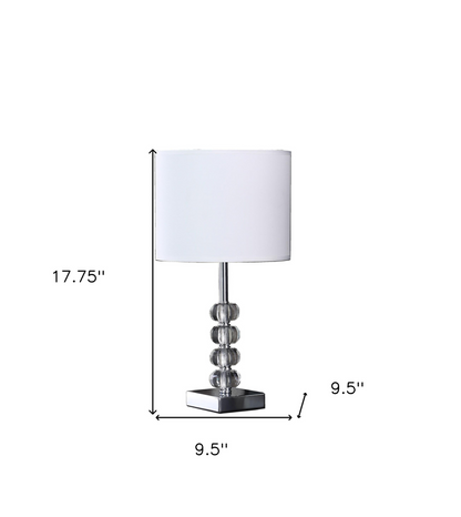 "18"" Silver Table Lamp With White Drum Shade"