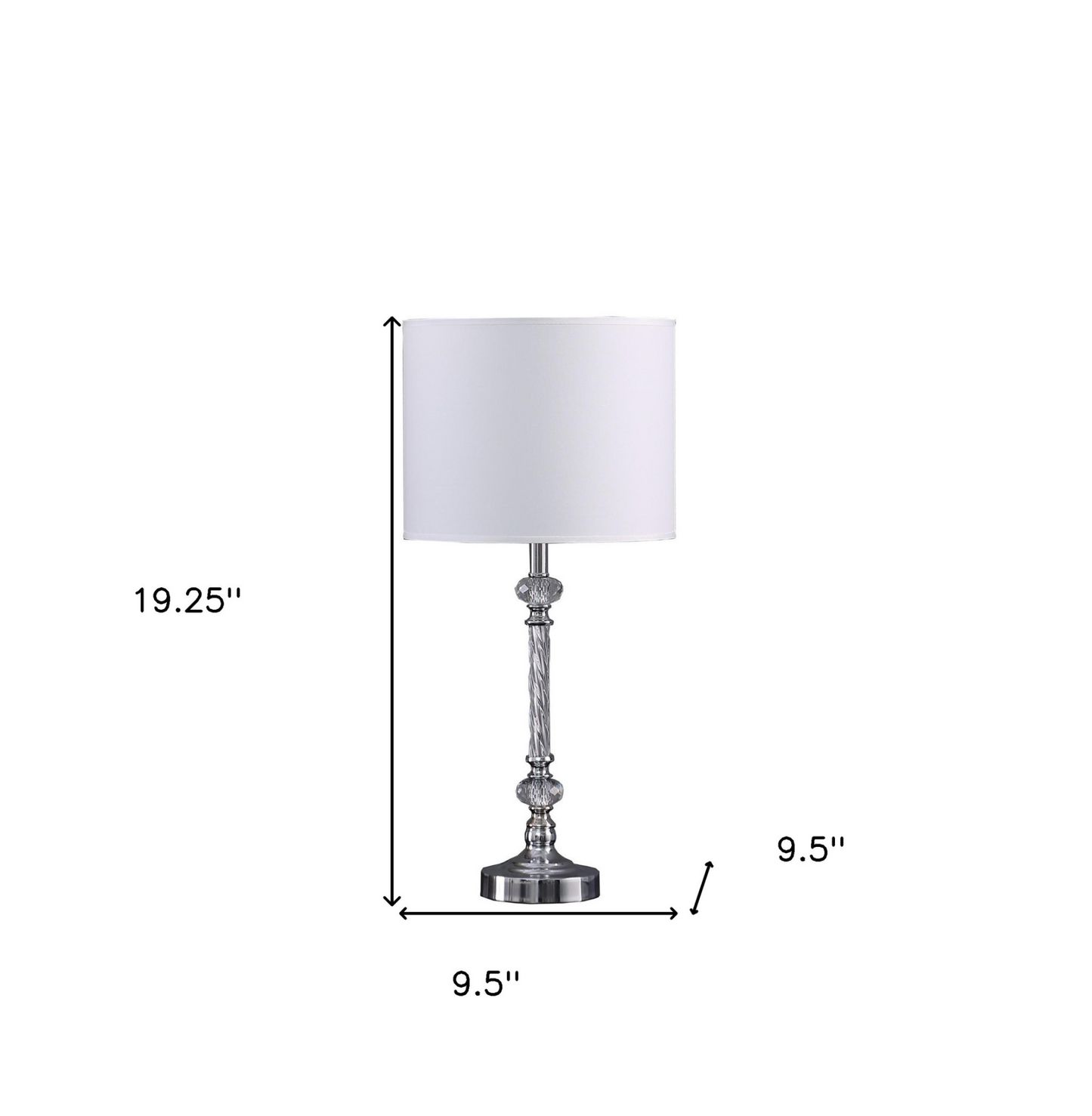 "19"" Silver Table Lamp With White Drum Shade"