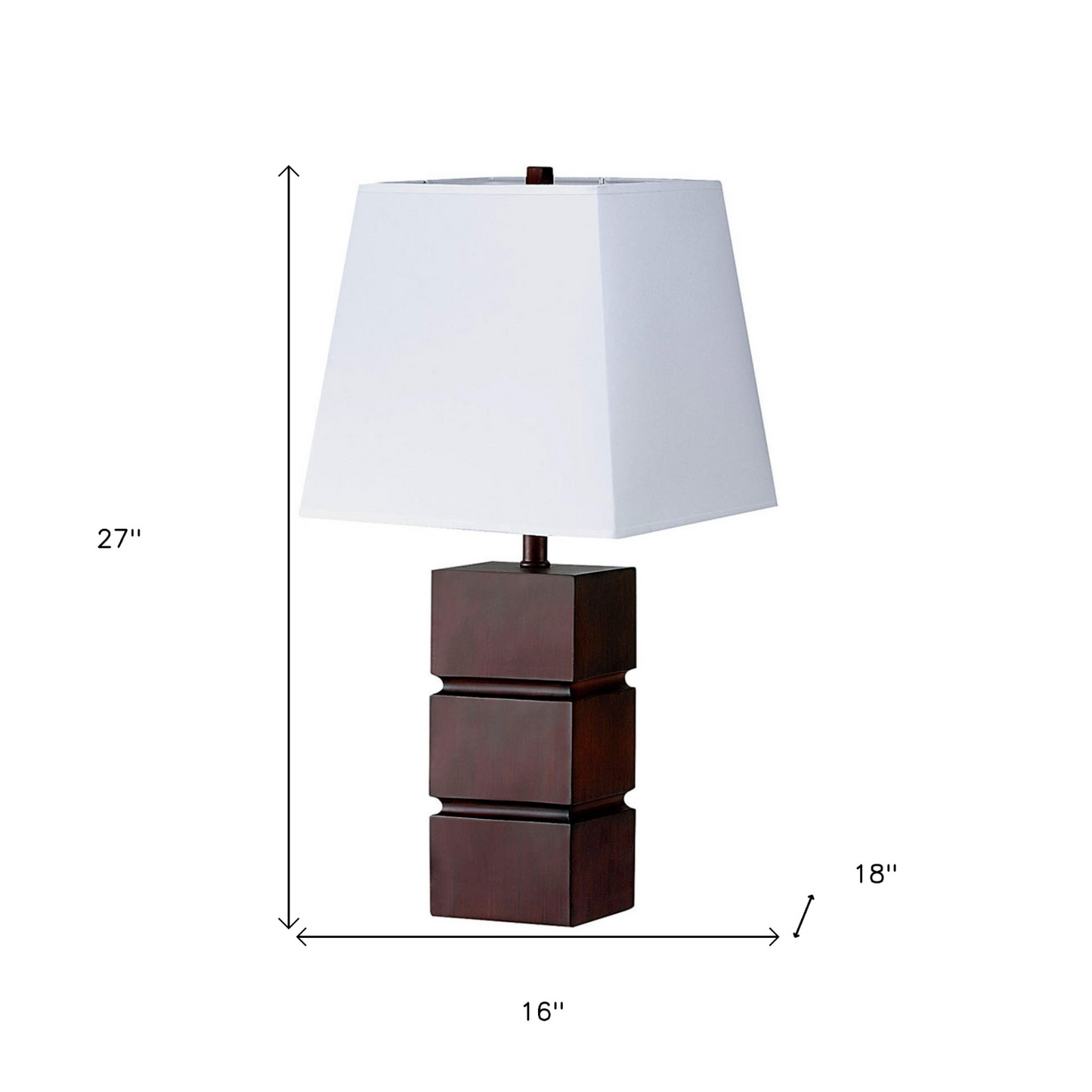 "27"" Brown Bedside Table Lamp With White Shade"