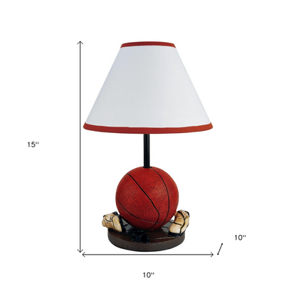 "15"" Orange Bedside Table Lamp With White Shade"