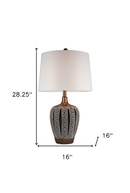 "Primo Tall Brown Table Lamp with White Lamp Shade"