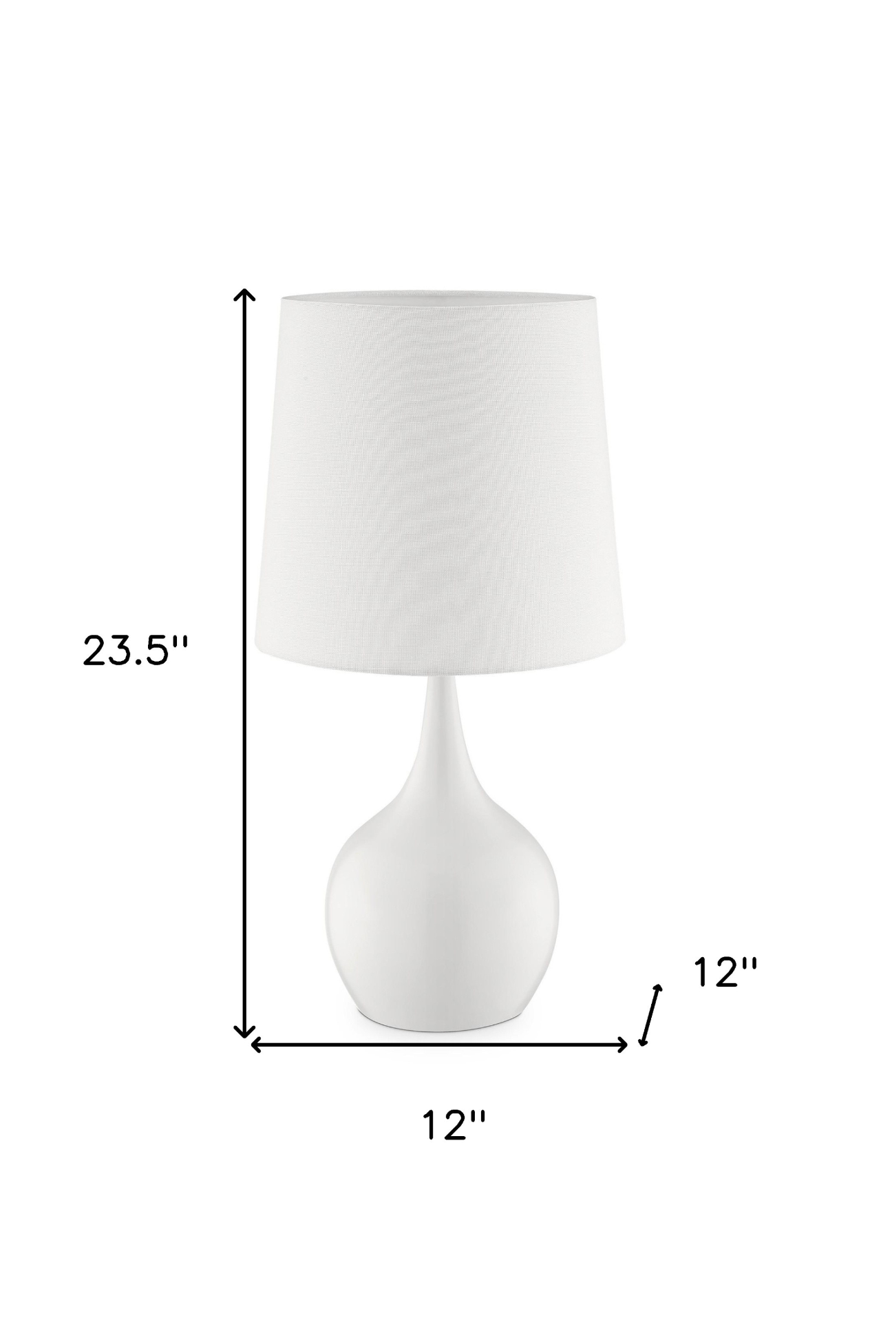 "24"" White Metal Bedside Table Lamp With Off-White Shade"