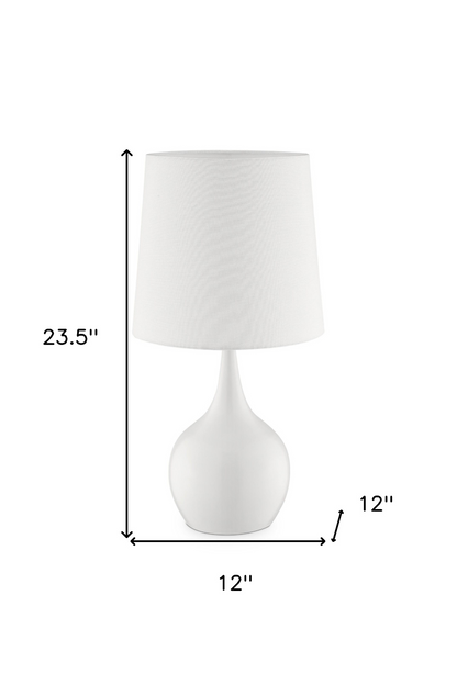 "24"" White Metal Bedside Table Lamp With Off-White Shade"