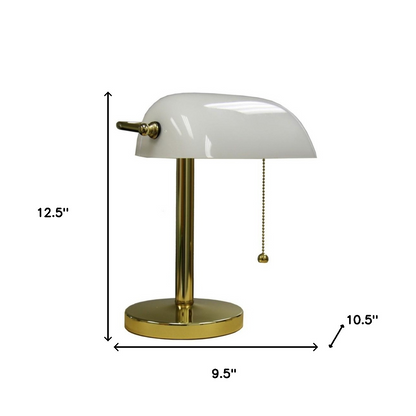 "Gold and White Hooded Table Lamp"